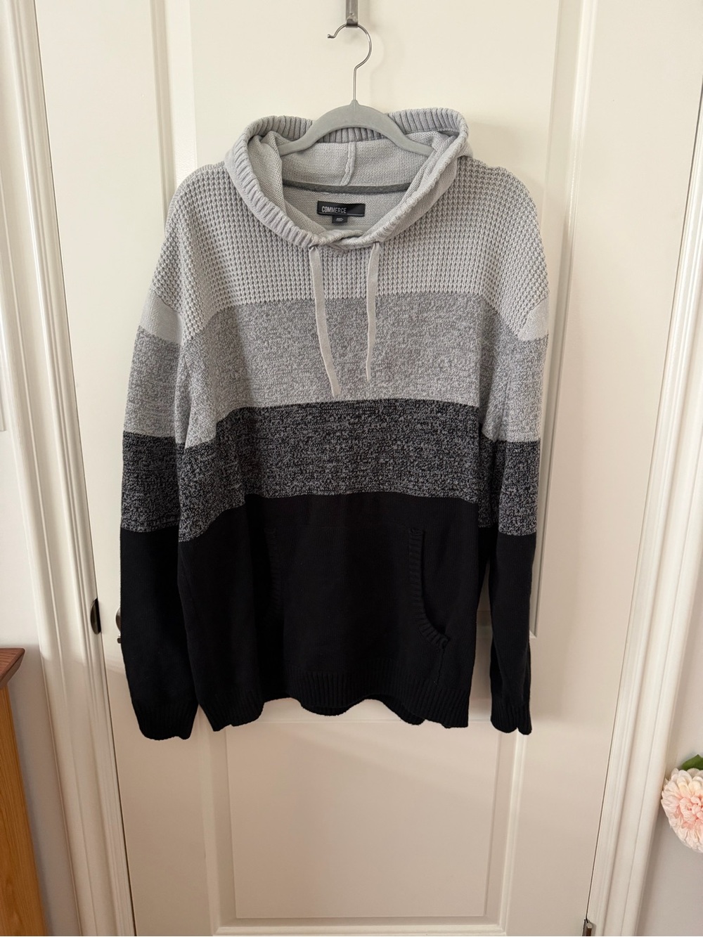 George Men’s Striped Hooded Sweater - Black & Gray
